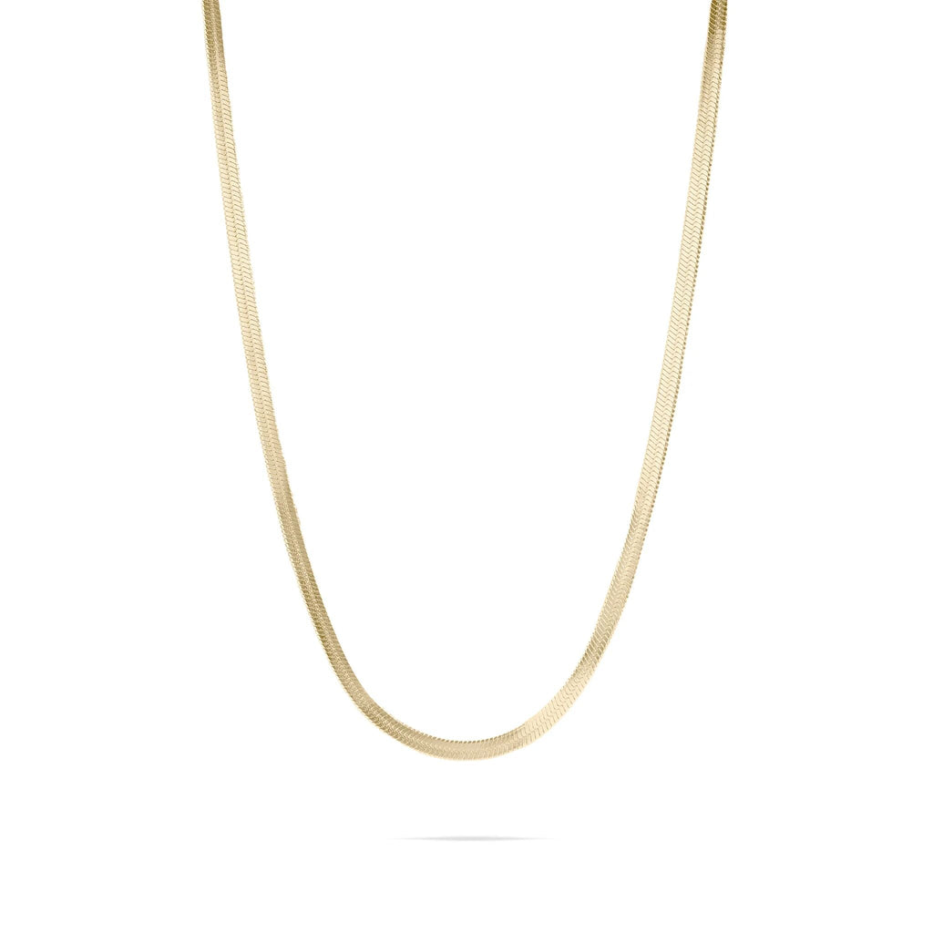 14K Gold Herringbone Necklace – 18 Inch Gold Filled Chain With Flat Link