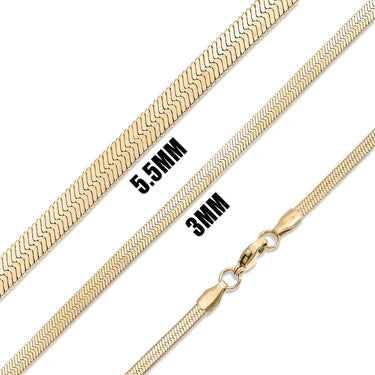 18K Gold PVD Stainless Steel Herringbone Chain Necklace