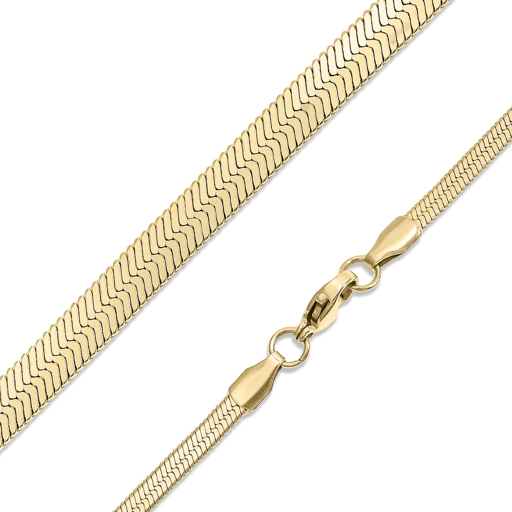 Herringbone Chain Necklace – 18K Gold Waterproof Flat Stainless Steel Jewelry