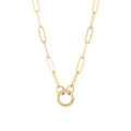 Wholesale Jewelry 14K Gold Filled Plus Paperclip Charm Keeper Necklace- Main