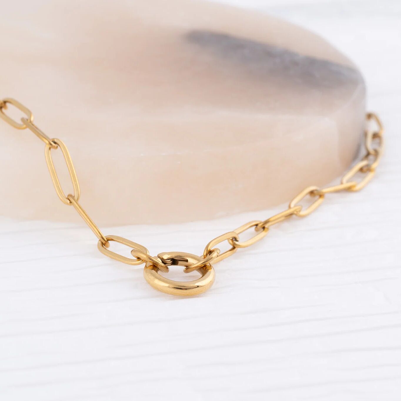 Wholesale Jewelry 14K Gold Filled Plus Paperclip Charm Keeper Necklace- Studio