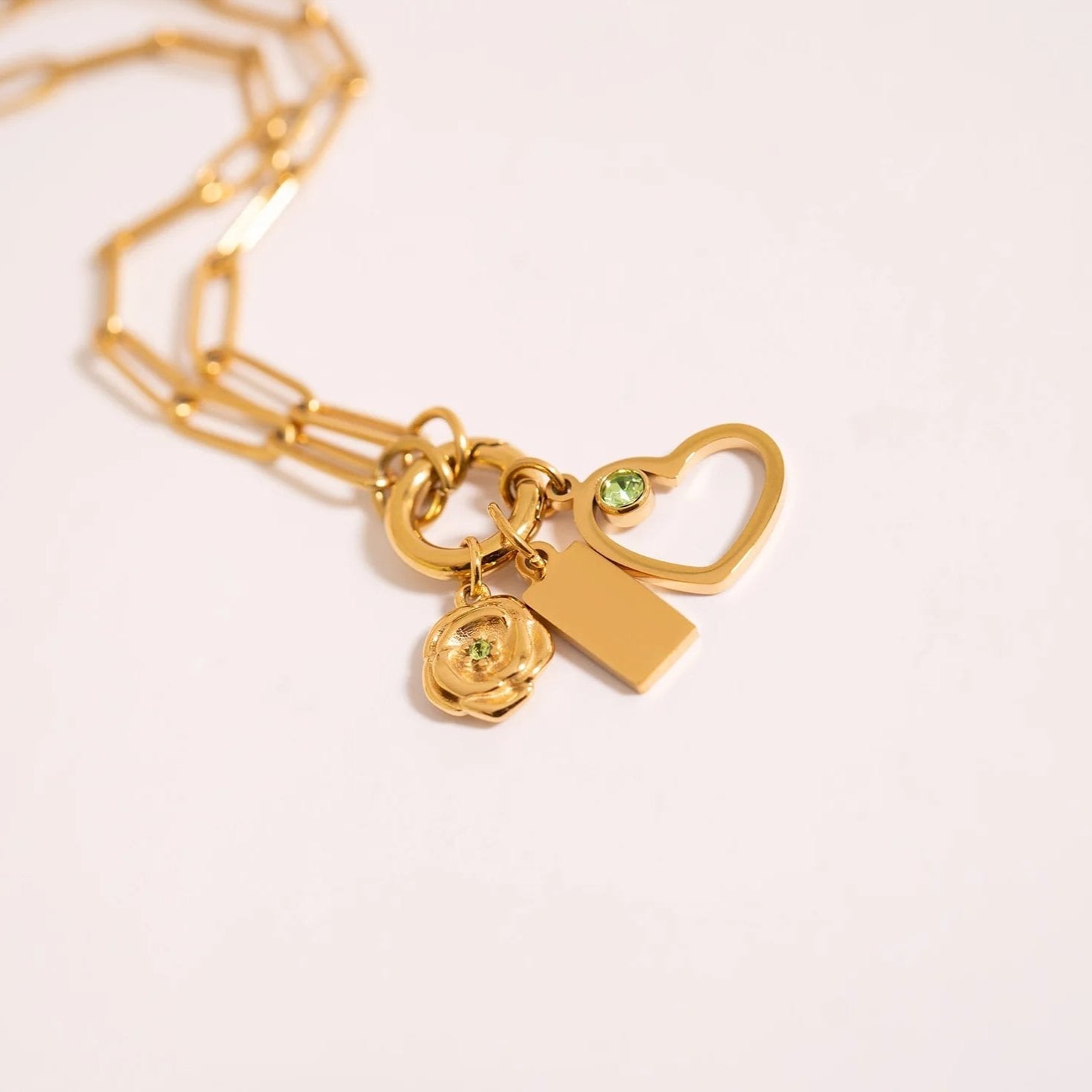 Birth Flower Charm – 18K Gold PVD Coated Pendant with Birthstone Sparkle