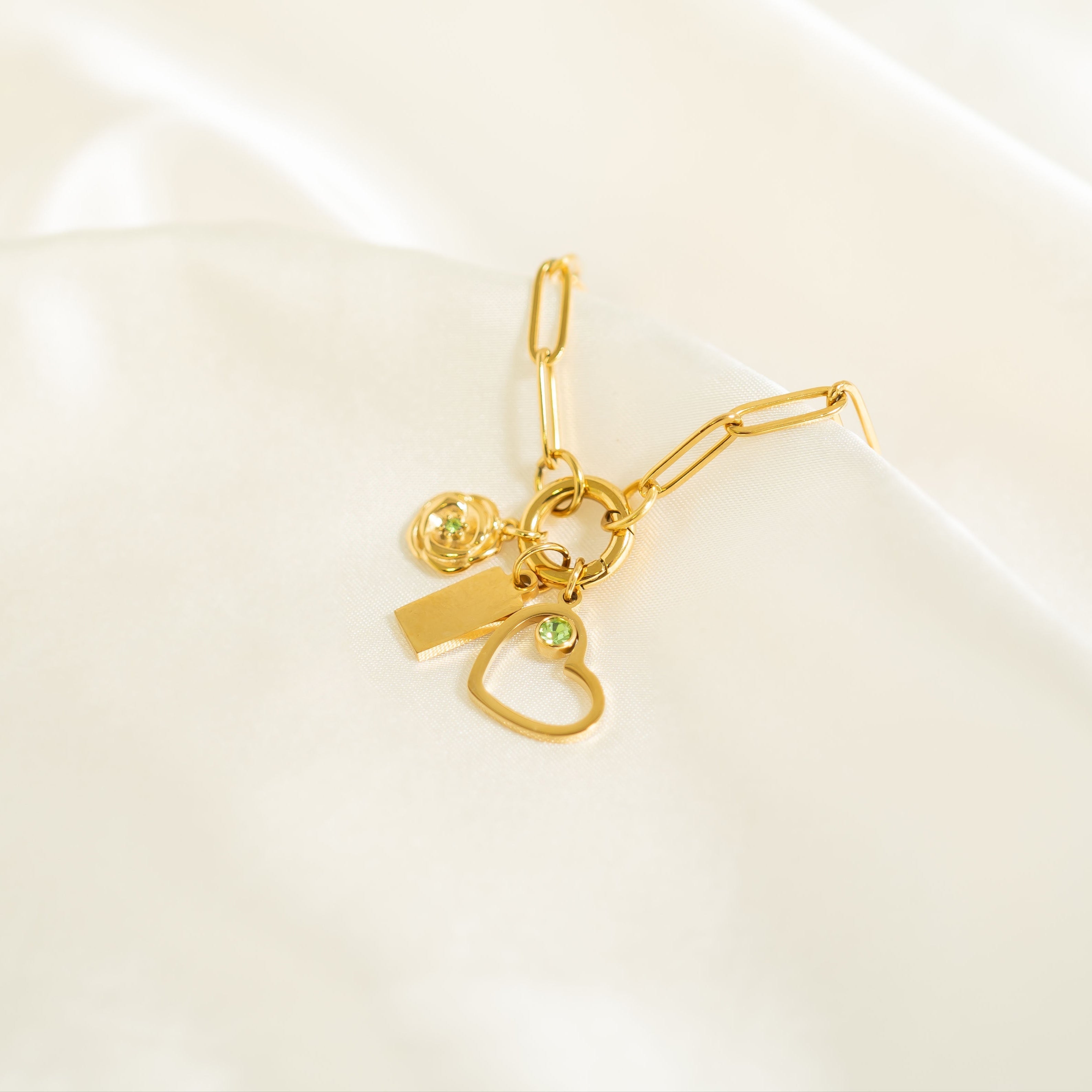 Birth Flower Charm – 18K Gold PVD Coated Pendant with Birthstone Sparkle