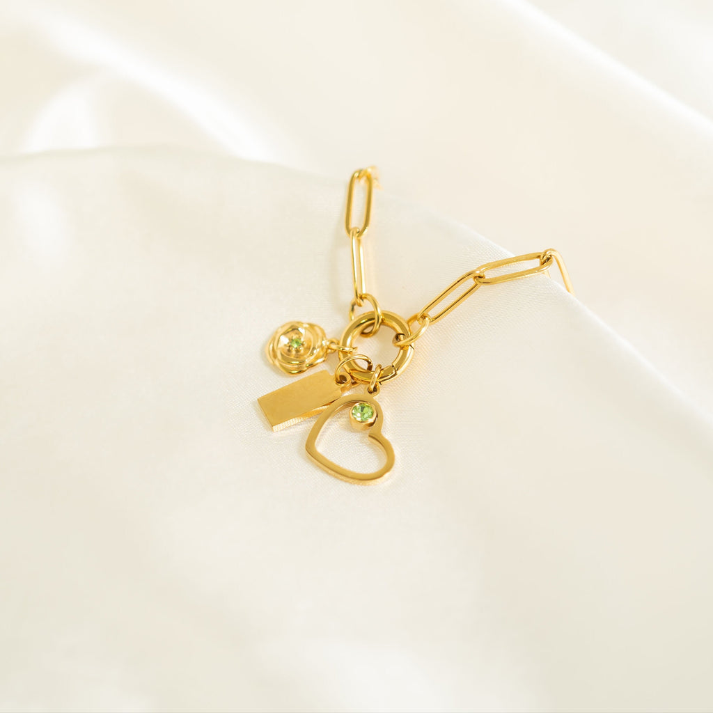 18K Gold PVD Stainless Steel Vertical 3D Birth Flower Charm