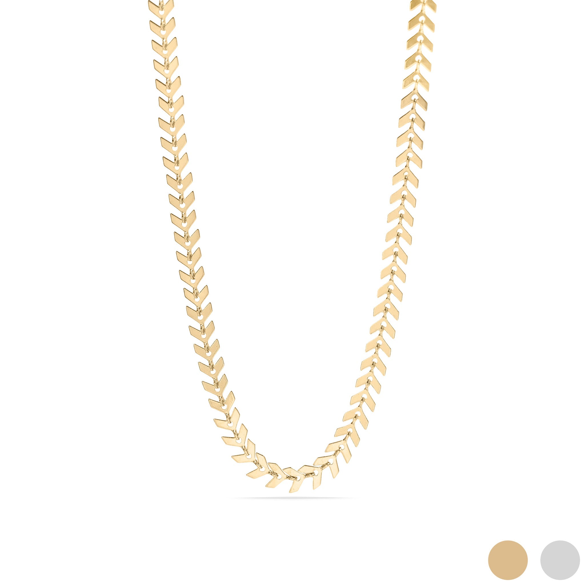 Chevron Chain Necklace – 18K Gold PVD Stainless Steel | Adjustable Length, Hypoallergenic