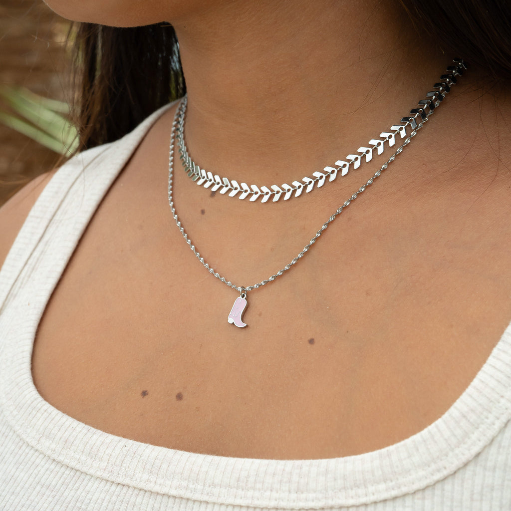 Pink Cowgirl Boot Charm – 18K Gold PVD Coated Stainless Steel Pendant