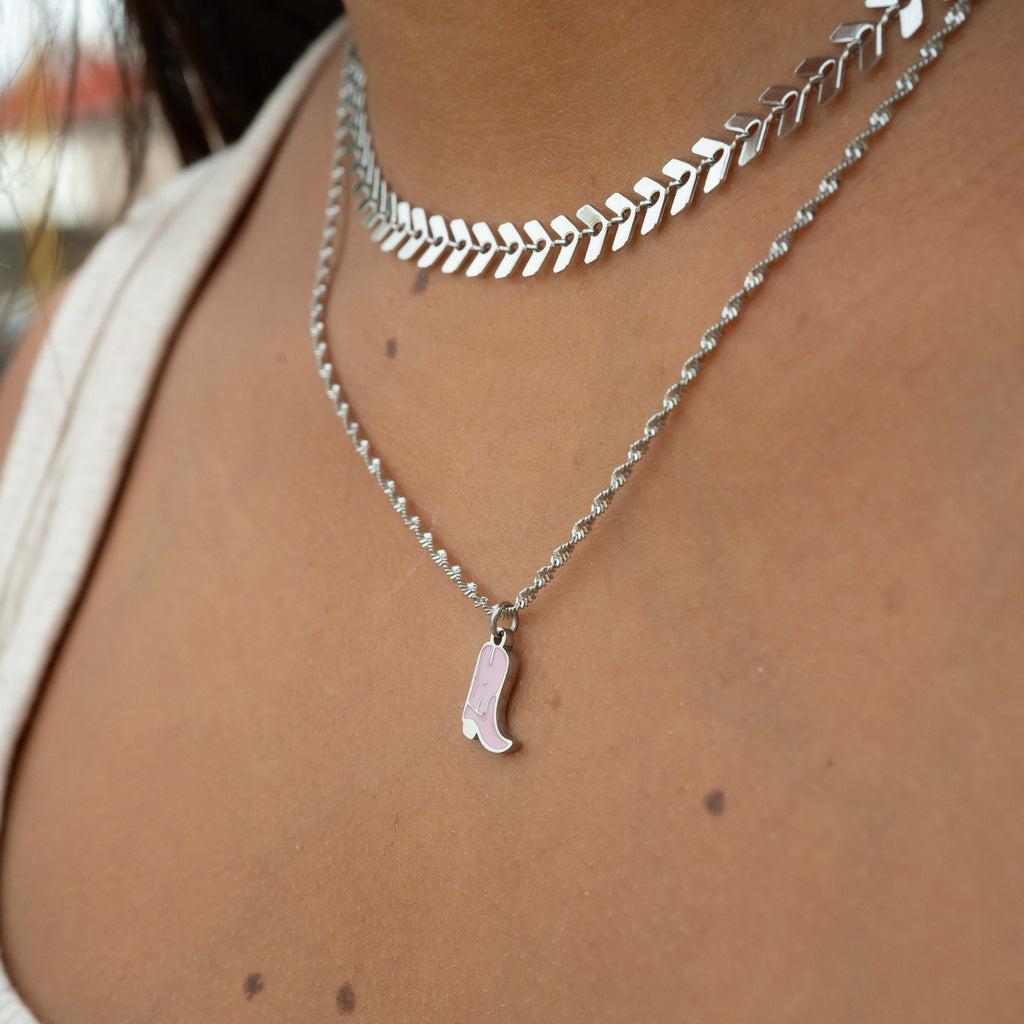 Pink Cowgirl Boot Charm – 18K Gold PVD Coated Stainless Steel Pendant