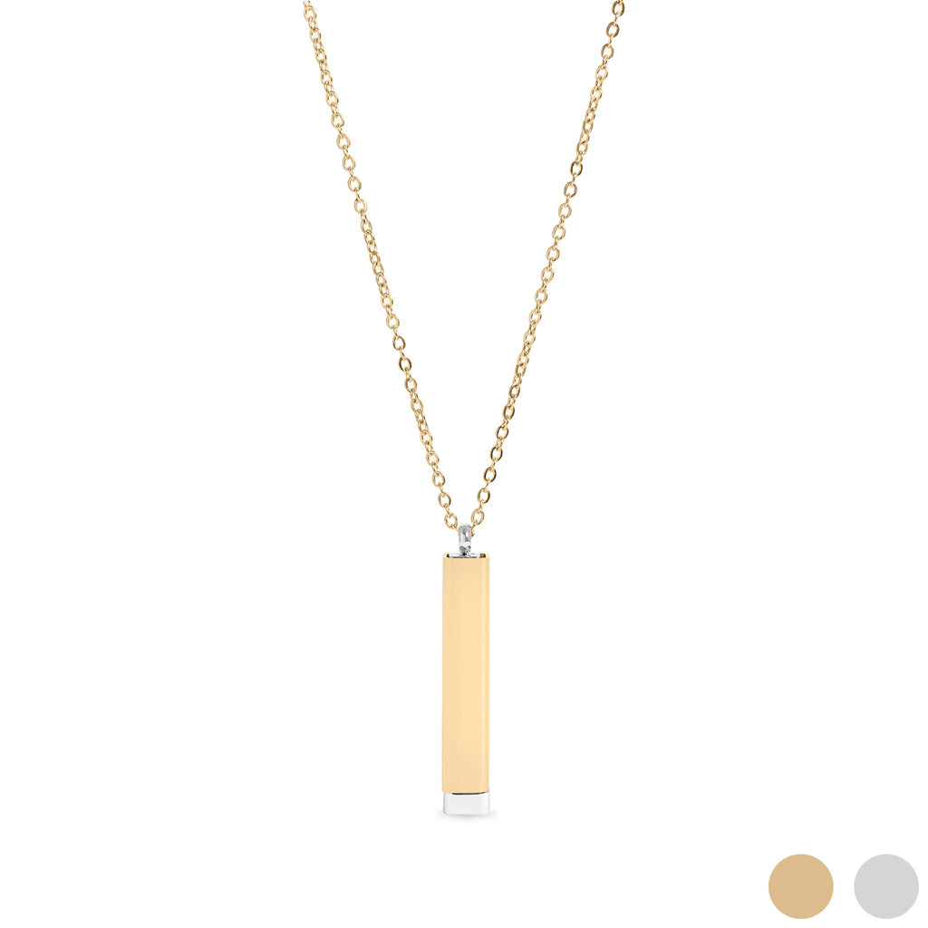 Hidden Message Necklace - 18K Gold Sliding Bar Stainless Steel Pendant