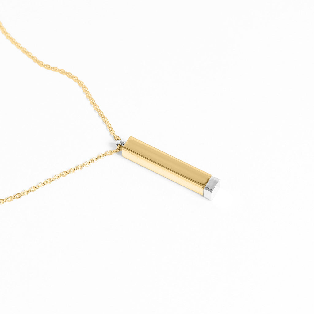 Engravable 18K Gold PVD Stainless Steel Hidden Message Sliding Blank Bar Necklace