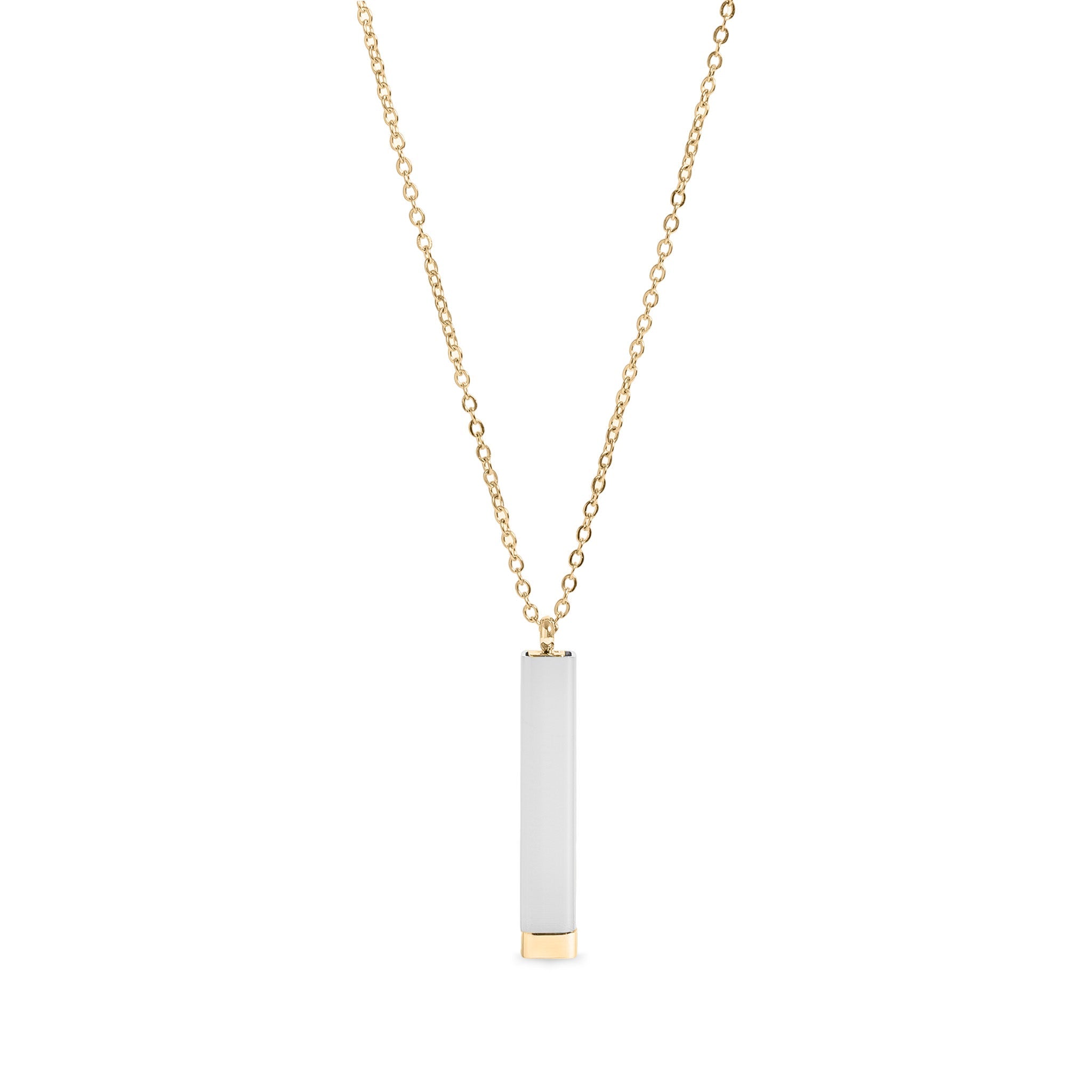 Hidden Message Necklace - 18K Gold Sliding Bar Stainless Steel Pendant