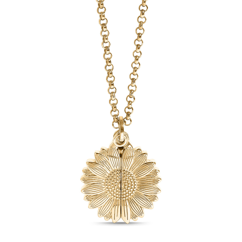 Gold Sunflower Necklace – Hidden Message Butterfly Pendant, 18K PVD Stainless Steel Jewelry
