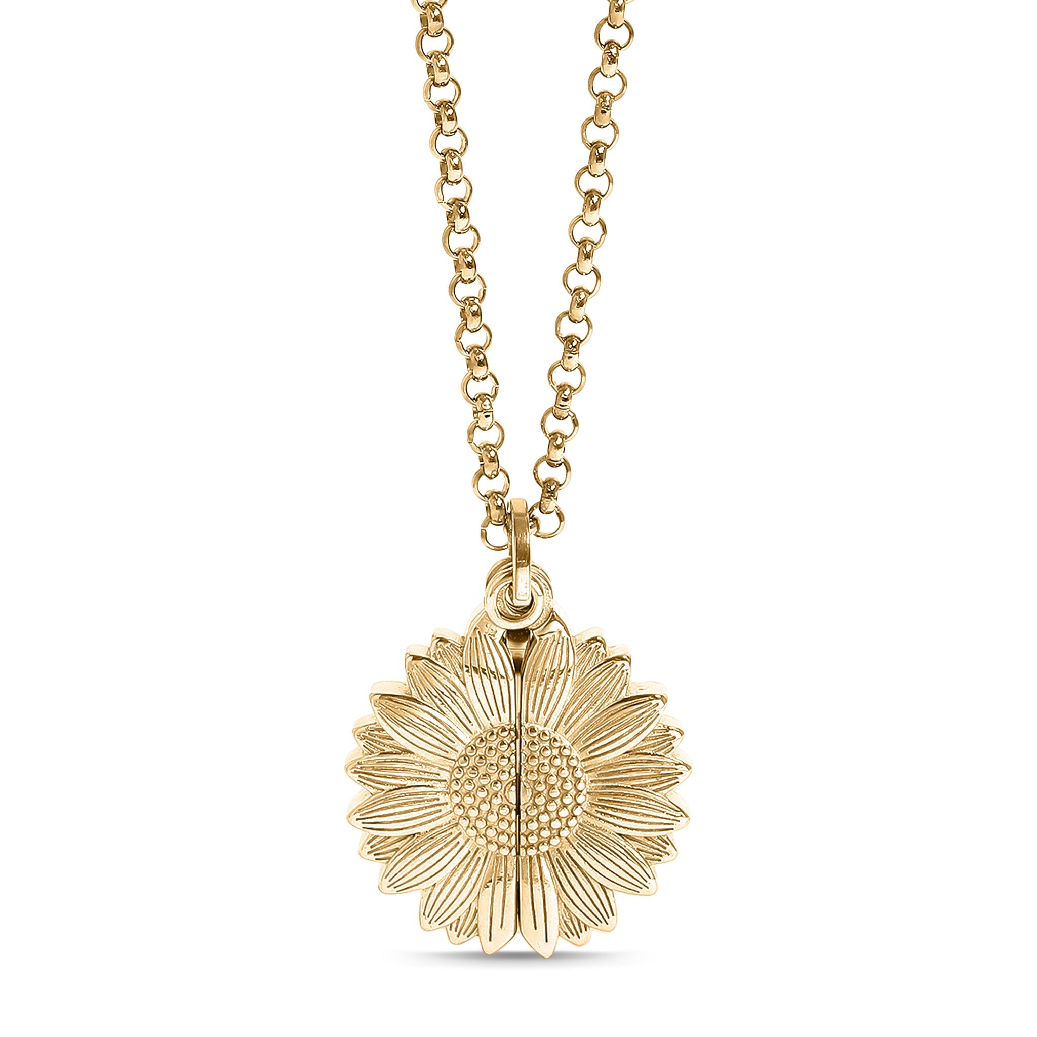 Gold Sunflower Necklace – Hidden Message Butterfly Pendant, 18K PVD Stainless Steel Jewelry