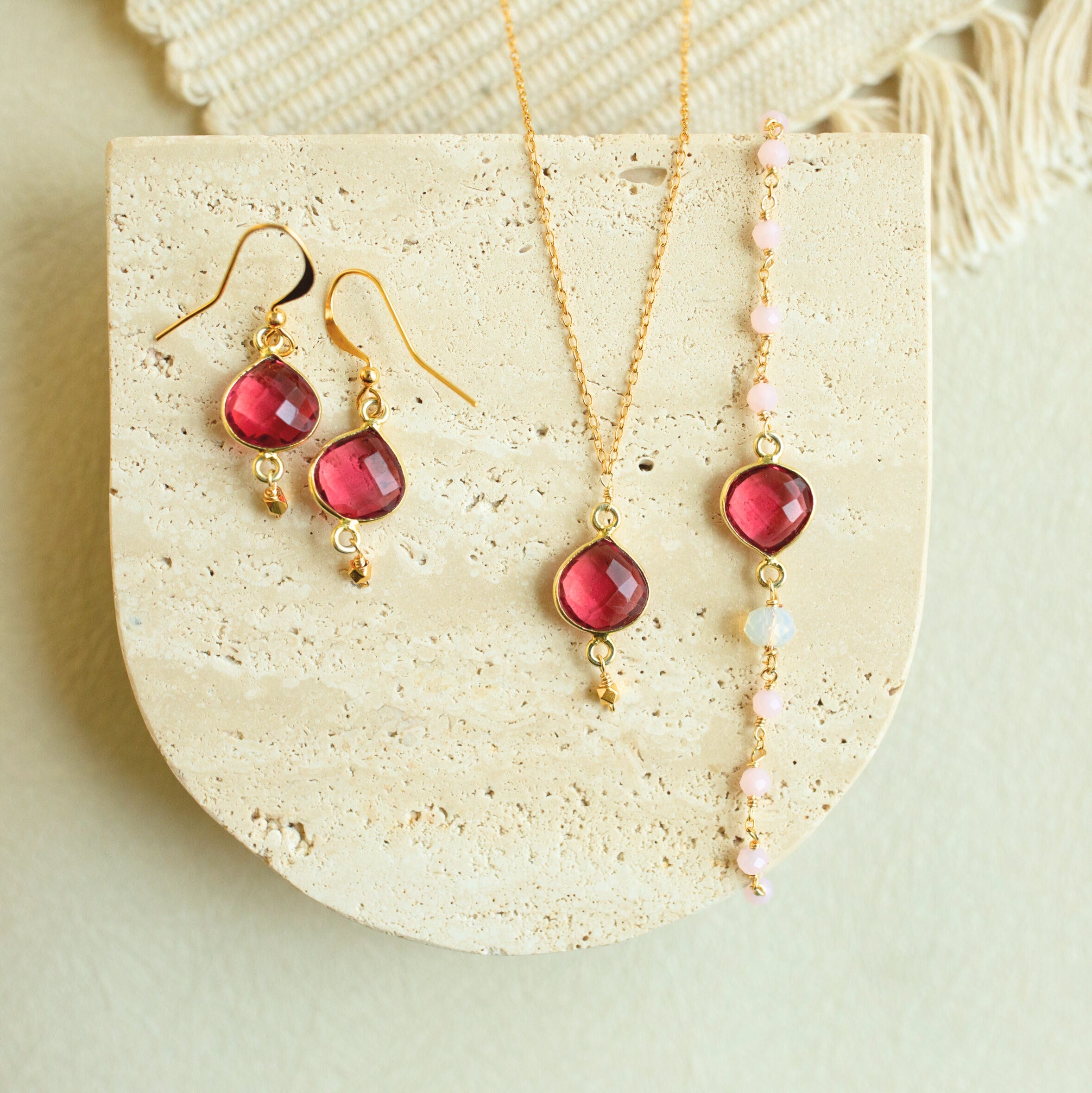 Aquamarine Quartz Jewelry Set – Handmade USA Gemstone Collection with Delicate Ballet Necklace