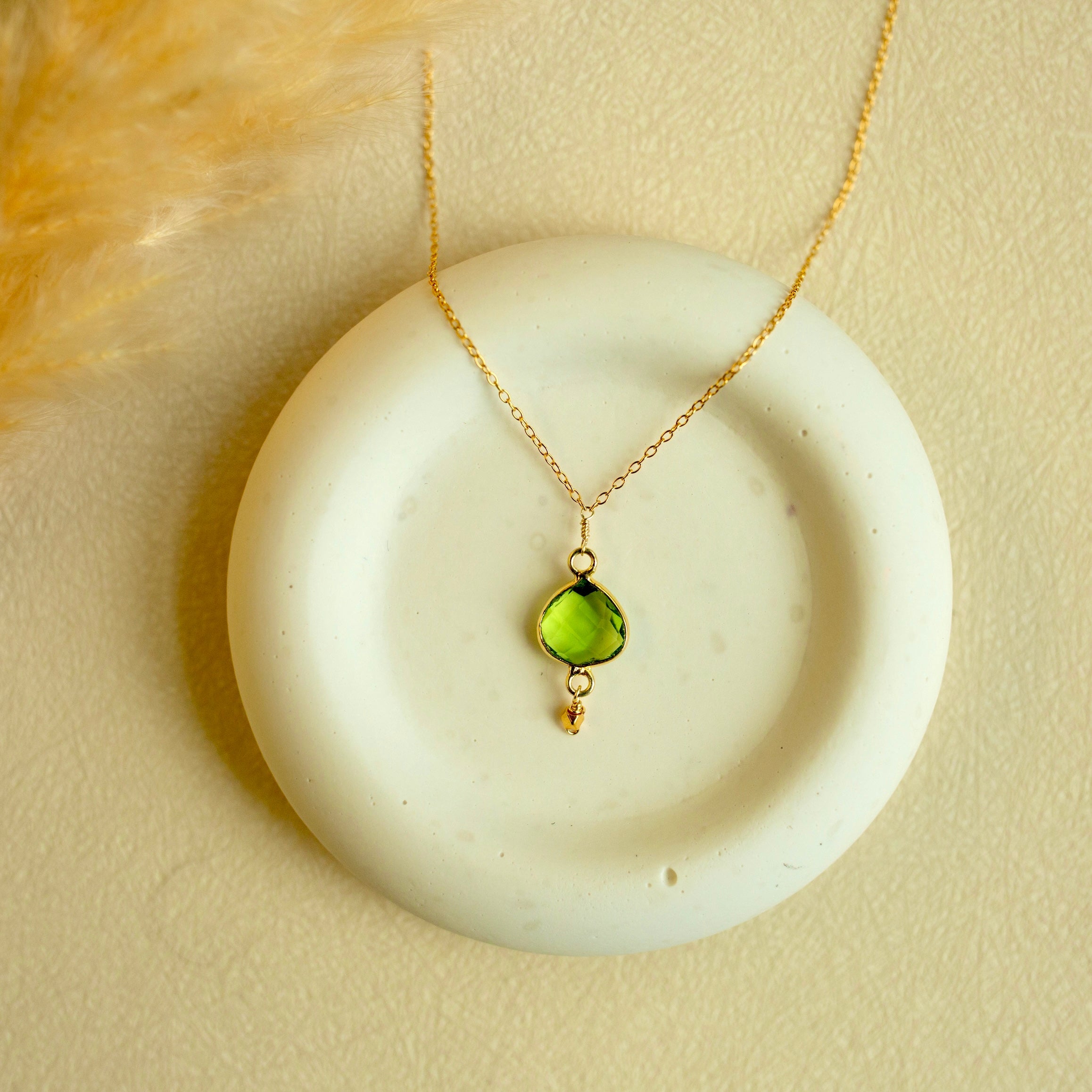 Ballet Pendant Handmade Necklace – Gold Plated Jewelry With Natural Gemstone