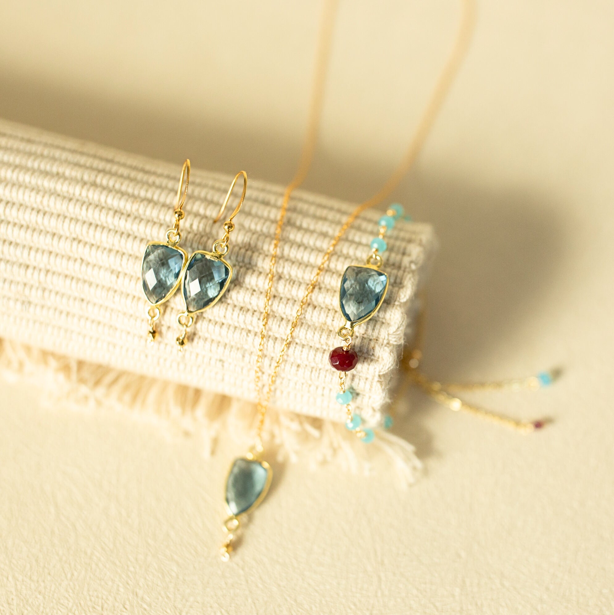 Green Amethyst Jewelry – Handmade Gold Vermeil Set | Adjustable Bracelet & Necklace
