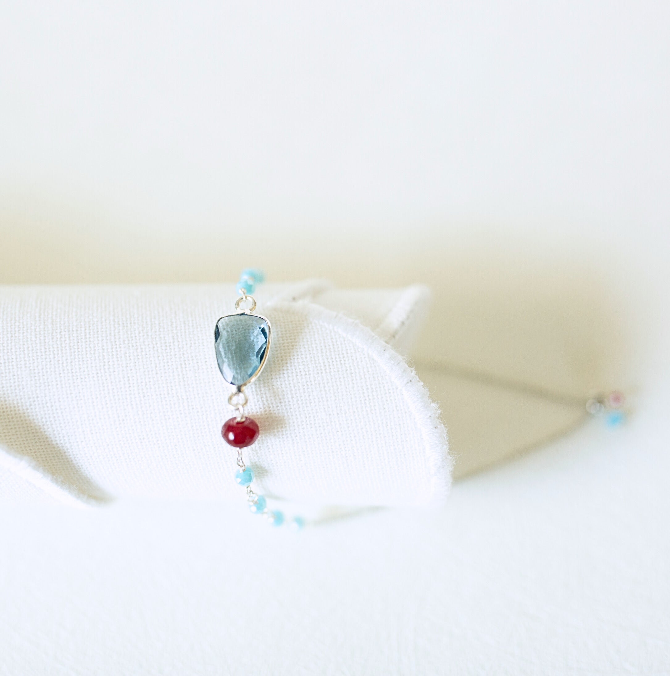 Silver Bracelet – Handmade Italian Fine Silver With Faceted Gemstone Charm
