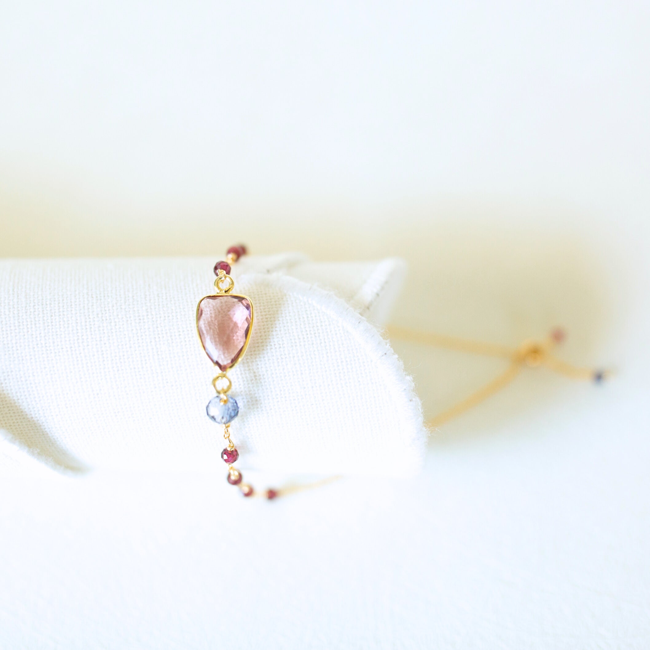 Silver Bracelet – Handmade Italian Fine Silver With Faceted Gemstone Charm