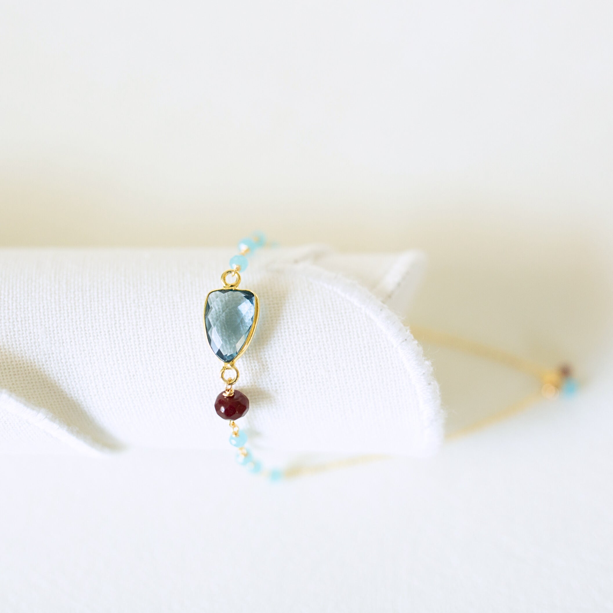 Silver Bracelet – Handmade Italian Fine Silver With Faceted Gemstone Charm