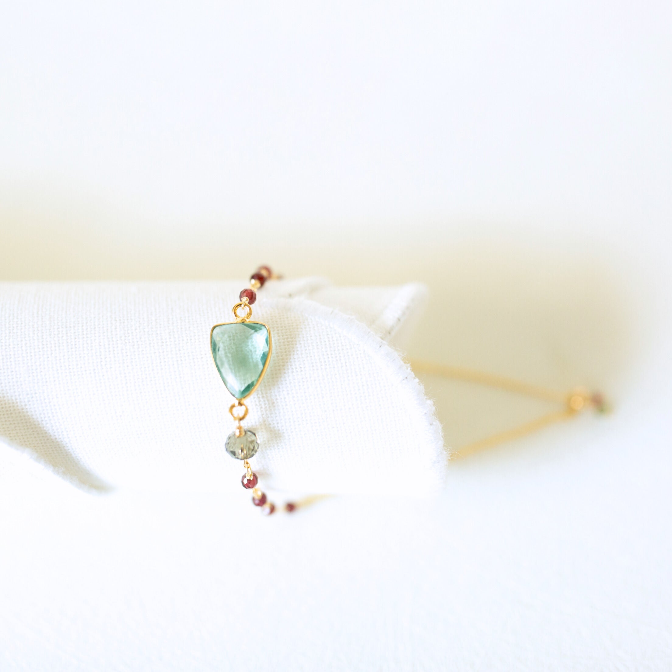 Silver Bracelet – Handmade Italian Fine Silver With Faceted Gemstone Charm