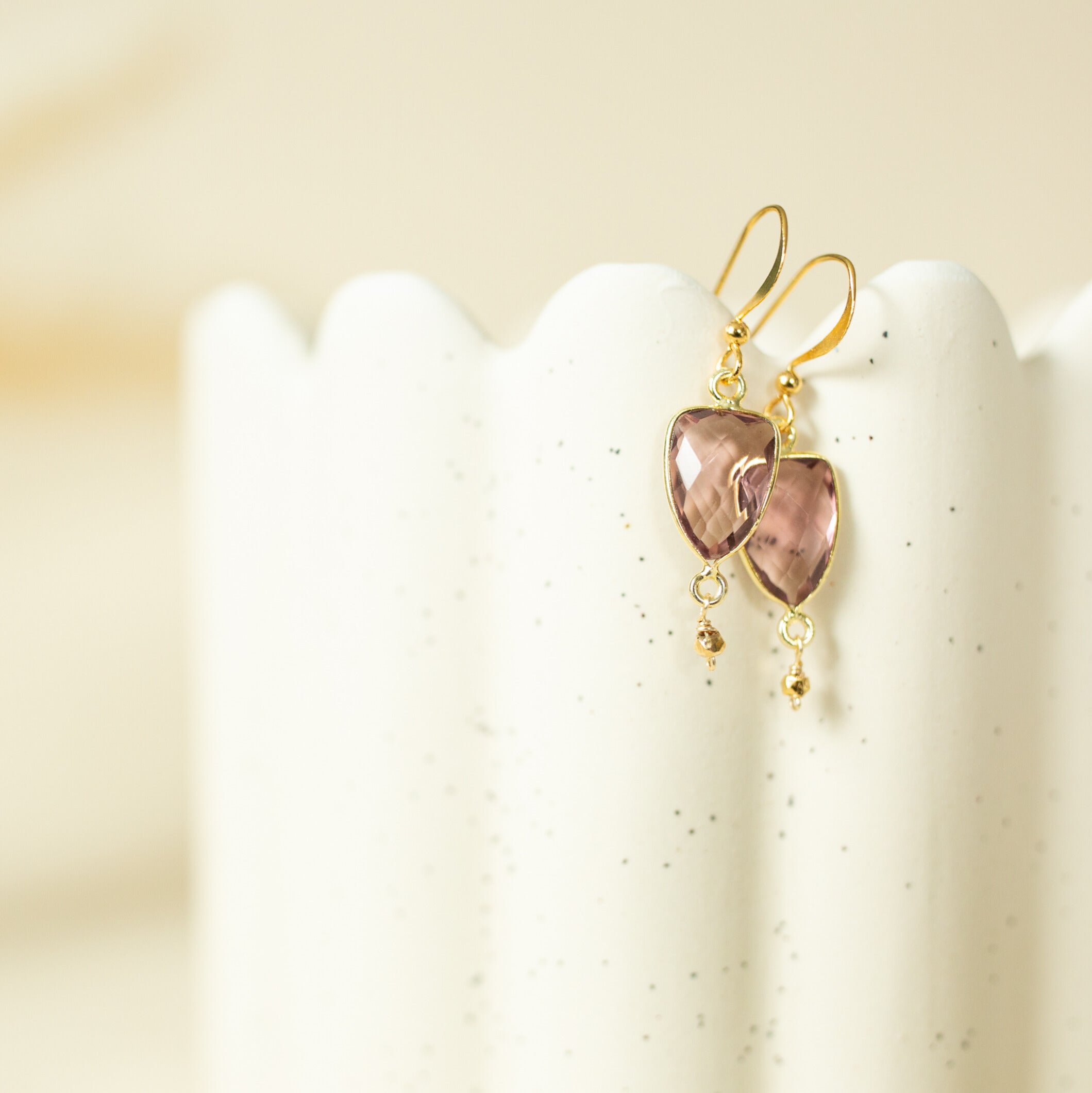 Gold Vermeil Earrings – Lightweight 14k Gold Plated Jewelry with Rhodolite Garnet Accent