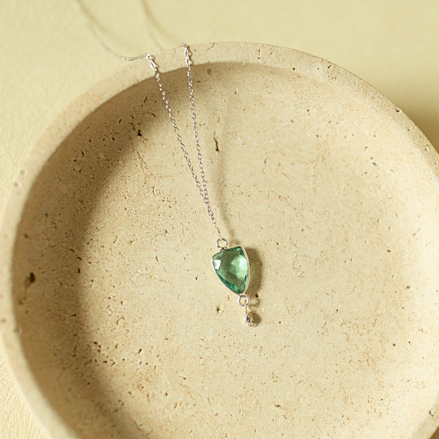 Green Amethyst Necklace – Handmade Gold Vermeil Adjustable Chain Jewelry