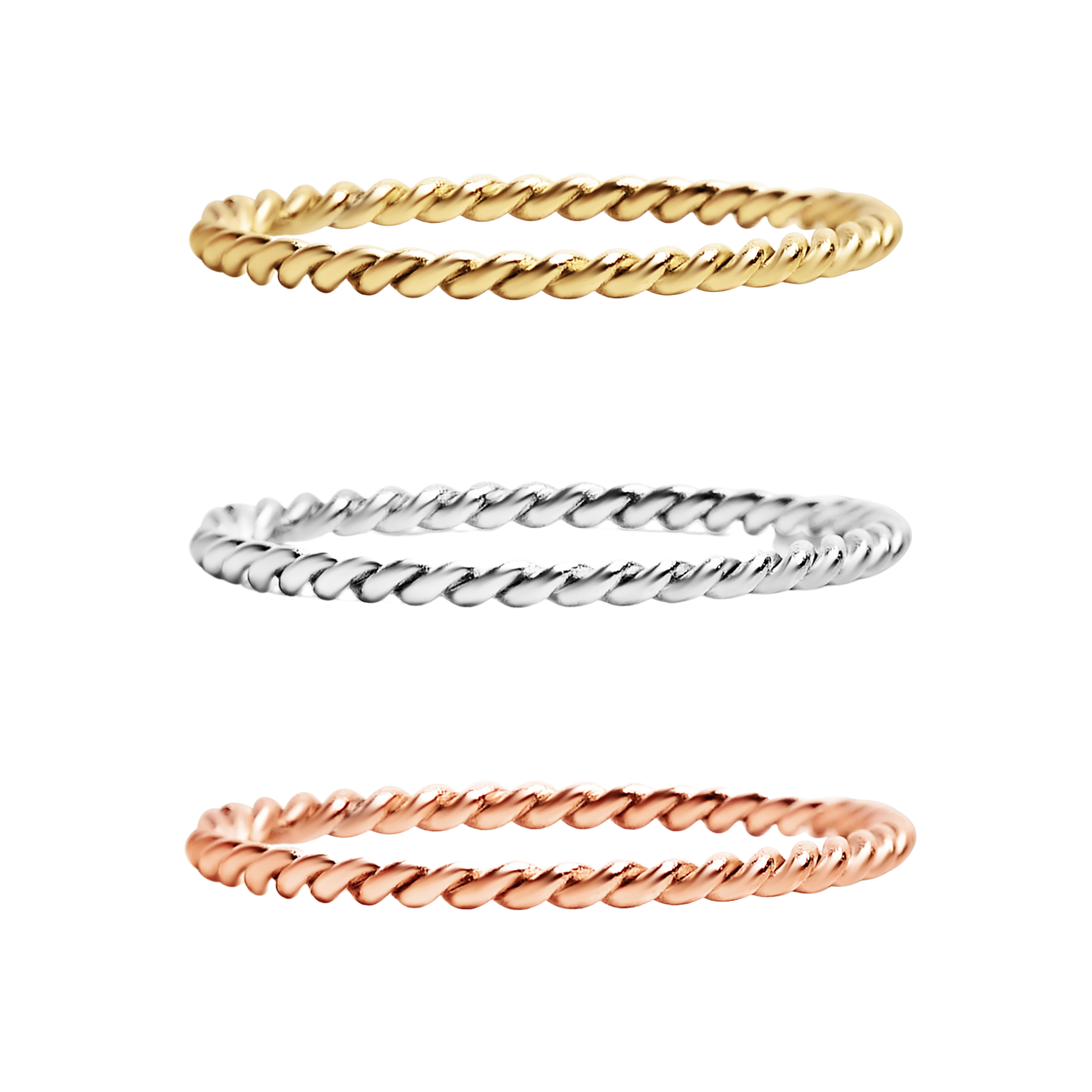 Braided Spacer Ring – Durable 316L Surgical Steel Gold Plated Band for Everyday Wear
