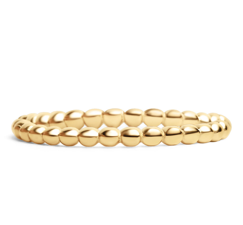 Gold Beaded Stacking Ring – Durable 18K Gold Stainless Steel Band