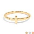 Gold Cross Stacking Ring – 18K Gold Jewelry With Beaded Cross Design
