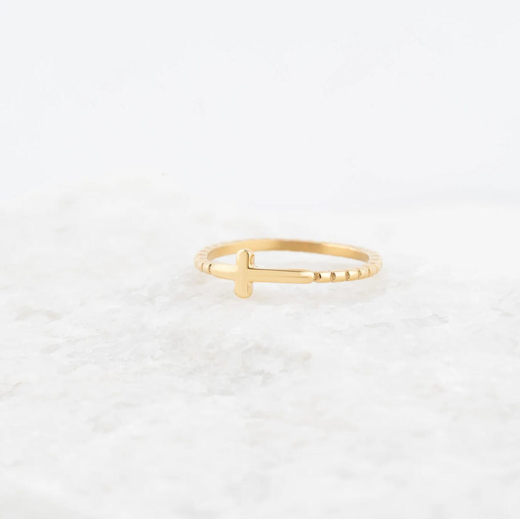 Wholesale Jewelry 14K Gold Filled Plus™ Beaded Cross Stacking Ring- Studio