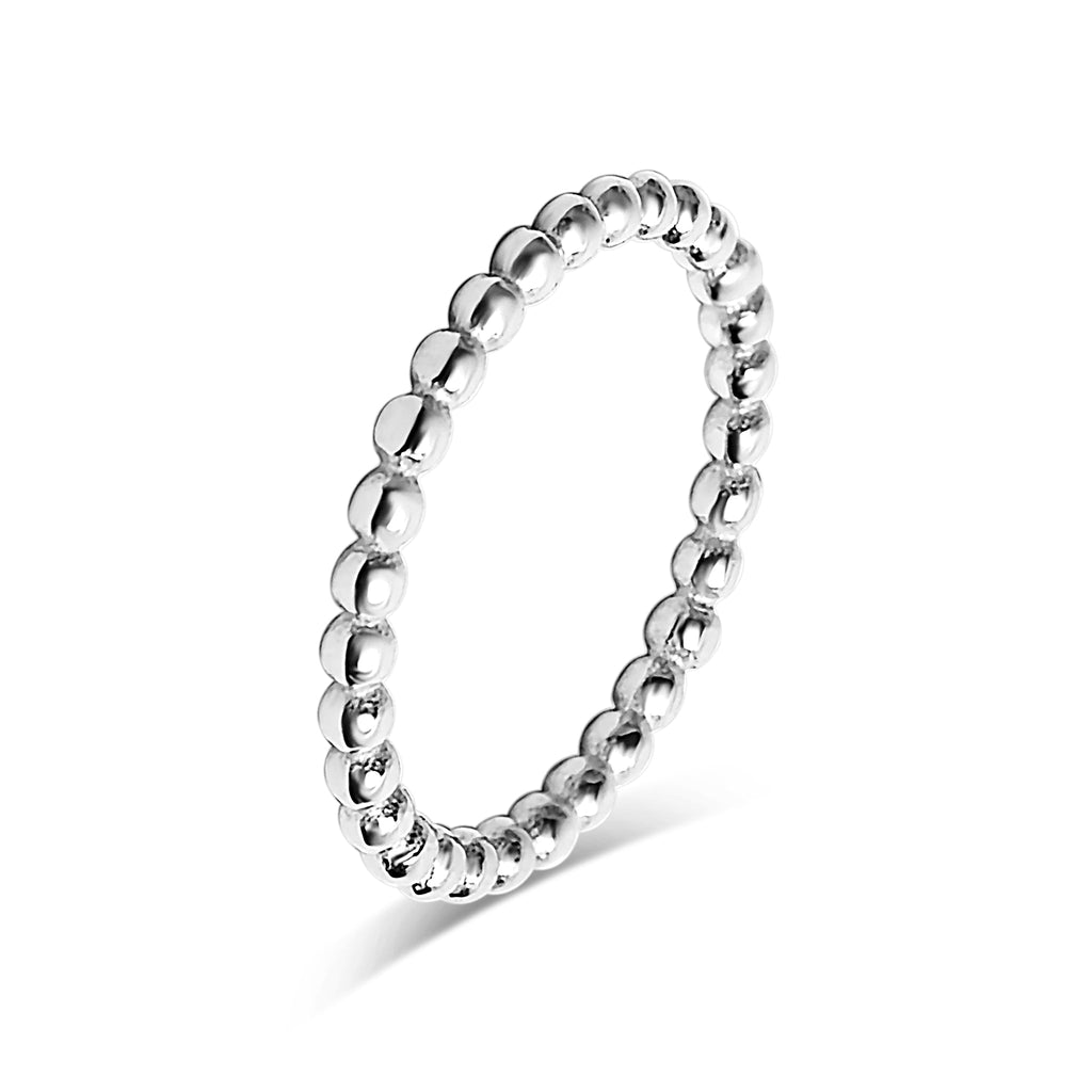 Gold Beaded Stacking Ring – Durable 18K Gold Stainless Steel Band