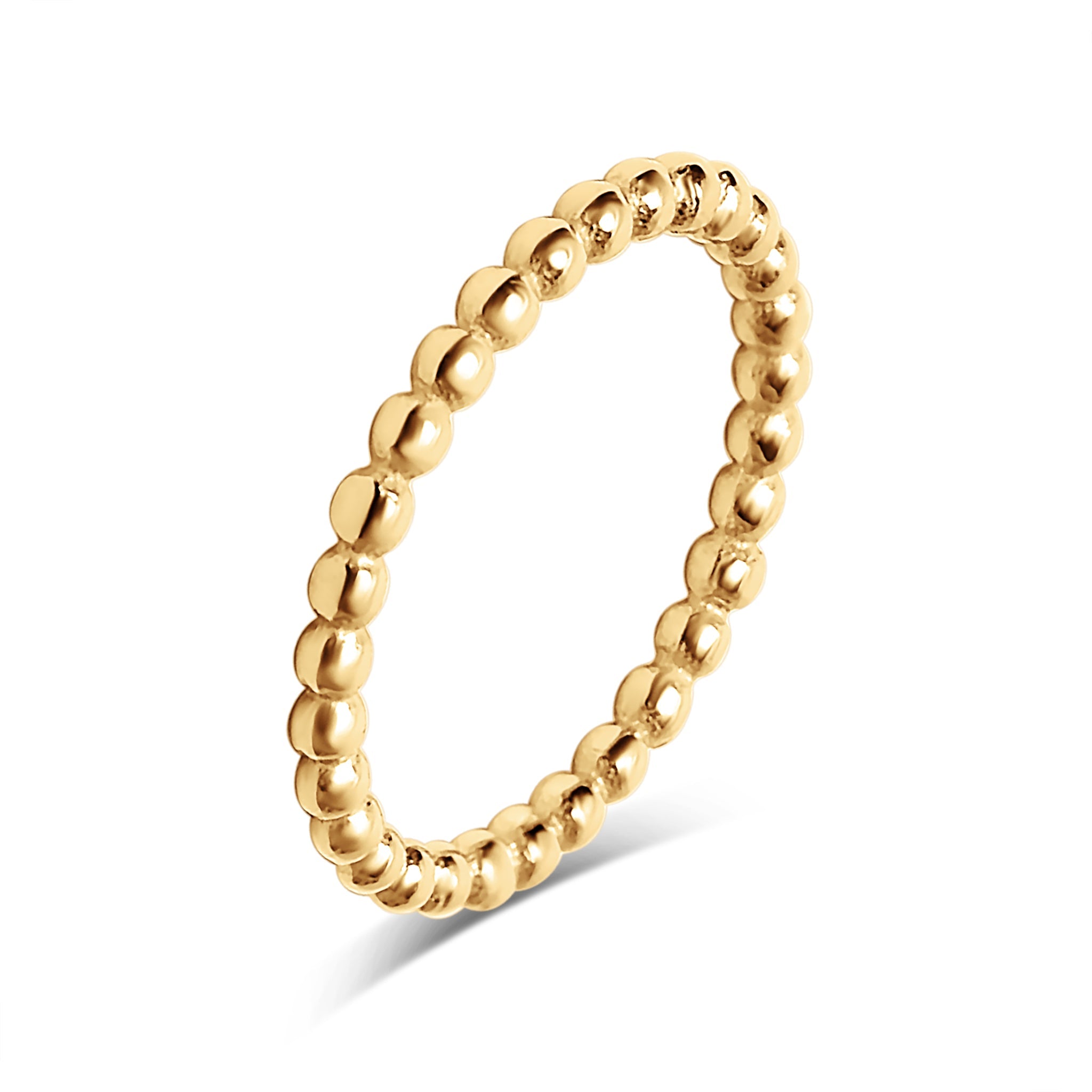 Gold Beaded Stacking Ring – Durable 18K Gold Stainless Steel Band