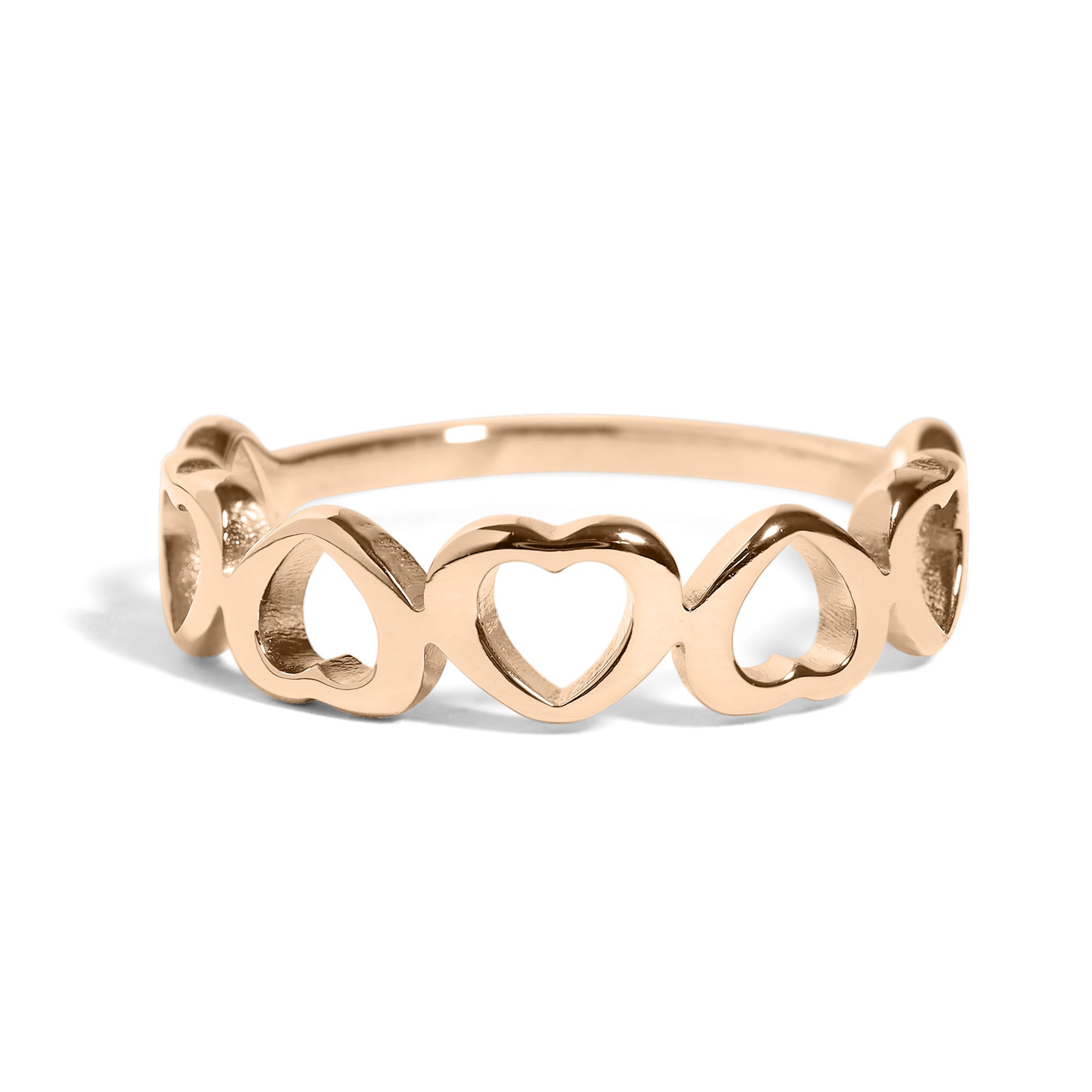 18K Gold Stacking Ring – Durable Stainless Steel Heart Band Jewelry, Tarnish Resistant