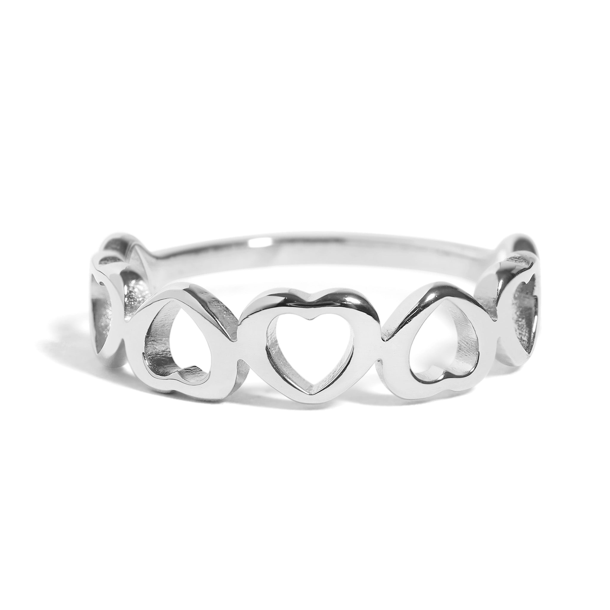 18K Gold Stacking Ring – Alternating Heart Design | Tarnish Resistant & Hypoallergenic