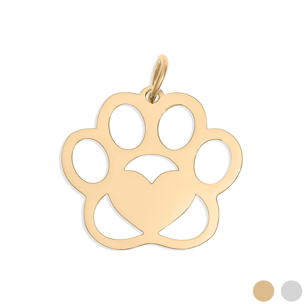 Gold Pet Tag – 18K PVD Coated Stainless Steel Paw Print Charm, Hypoallergenic Jewelry