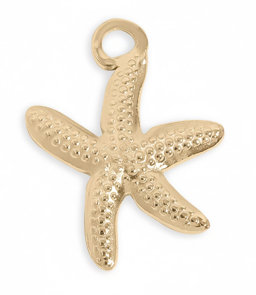 Gold Starfish Charm – Durable Stainless Steel 18K Gold Pendant | Nautical Jewelry