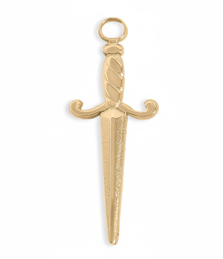 18K Gold Dagger Charm – PVD Coated Stainless Steel Pendant | Waterproof Jewelry