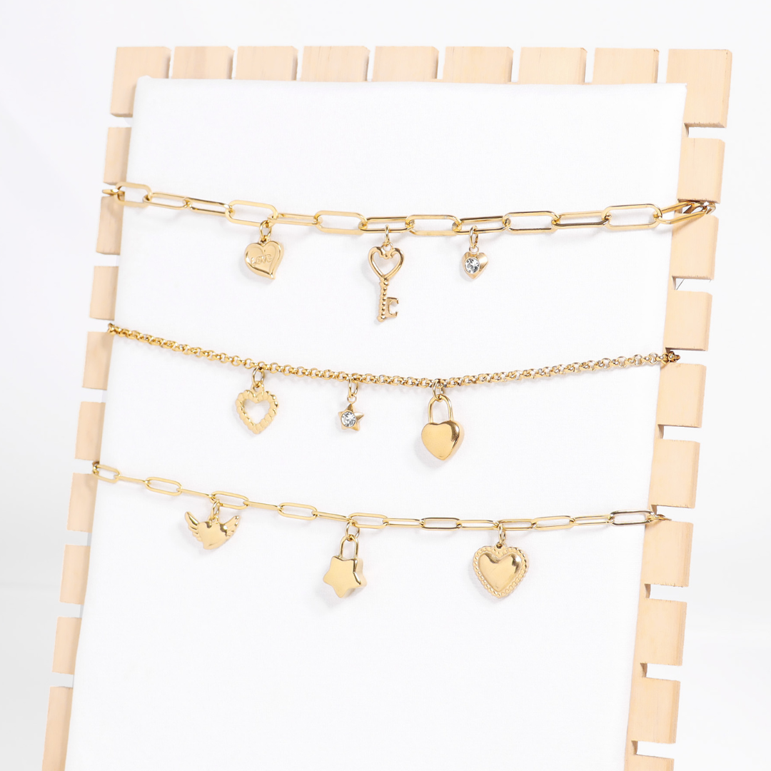 Heart Padlock Charm – 18K Gold PVD Coated Stainless Steel Hypoallergenic Jewelry