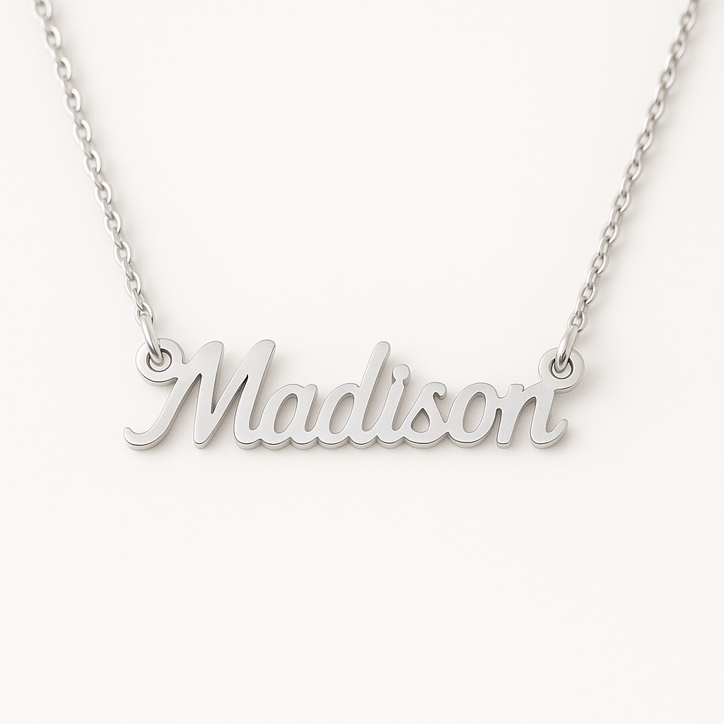 Couples Name Necklace, 925 Sterling Silver Handmade Jewelry Gift