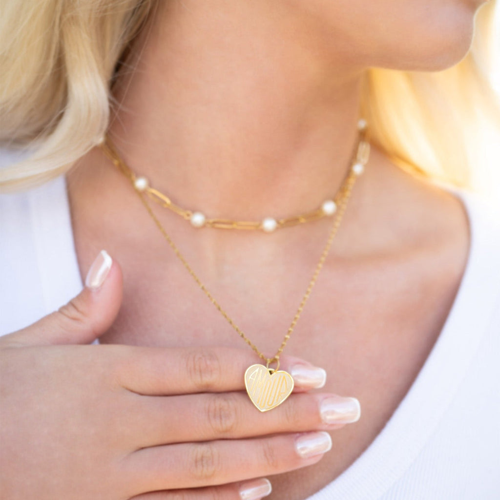 Gold Paperclip Necklace – 18K Gold Jewelry With Pearl Stations | Stainless Steel Chain