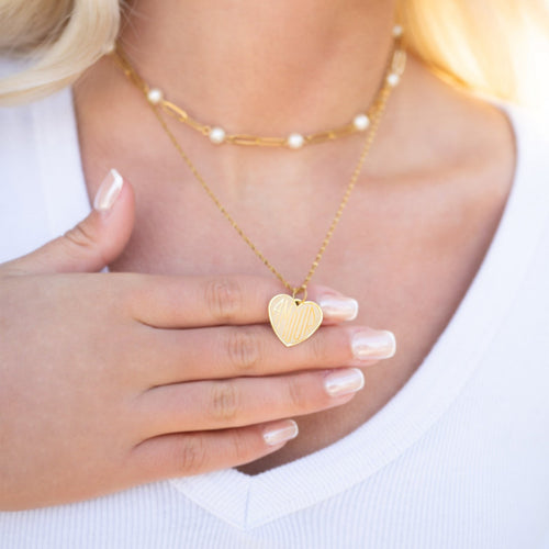 18K Gold Charm – Stainless Steel Heart Amour Pendant | Hypoallergenic PVD Jewelry