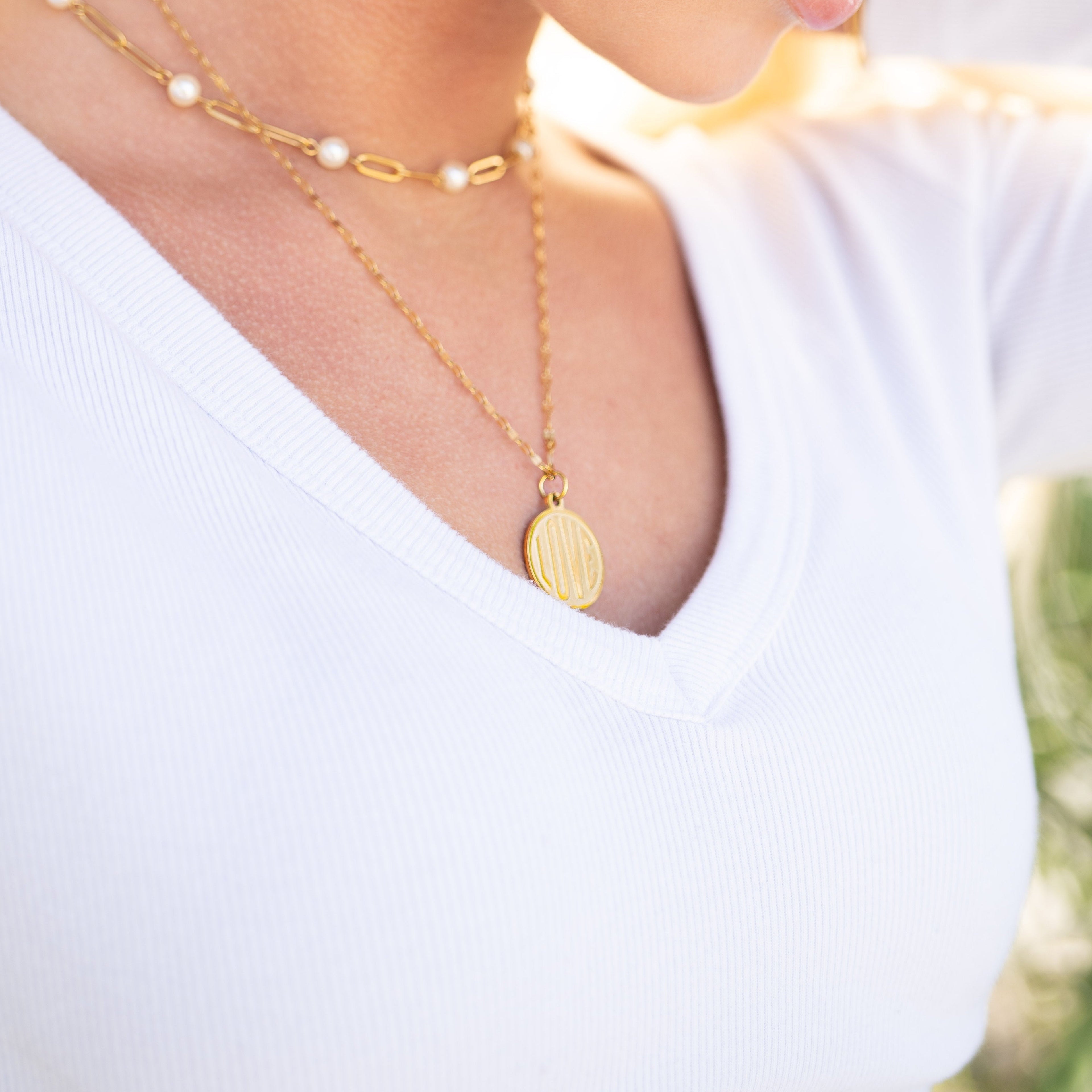 18K Gold Love Charm – Round Gold Pendant | PVD Coated Jewelry Accessory