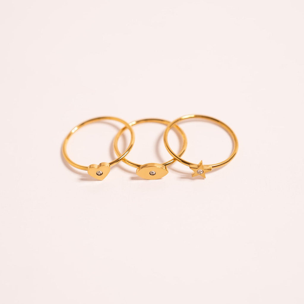 18K Gold Heart Ring – Durable Stainless Steel Waterproof CZ Jewelry