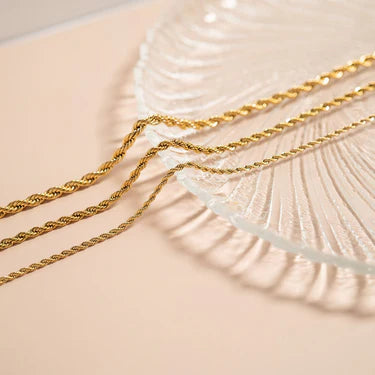 18K Gold PVD Stainless Steel Rope Chain Necklace