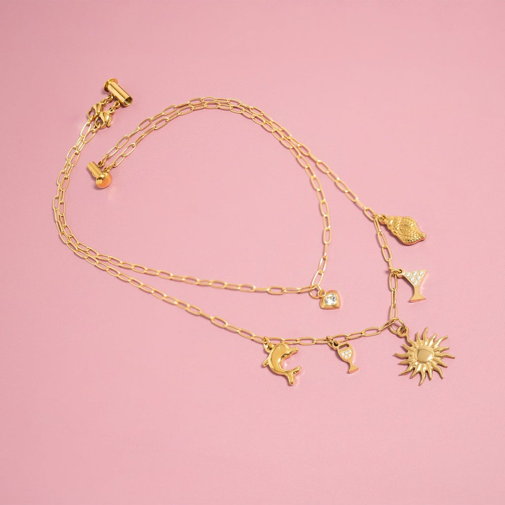 Vacation Charm Set – 18K Gold Plated Stainless Steel Holiday Themed Charms