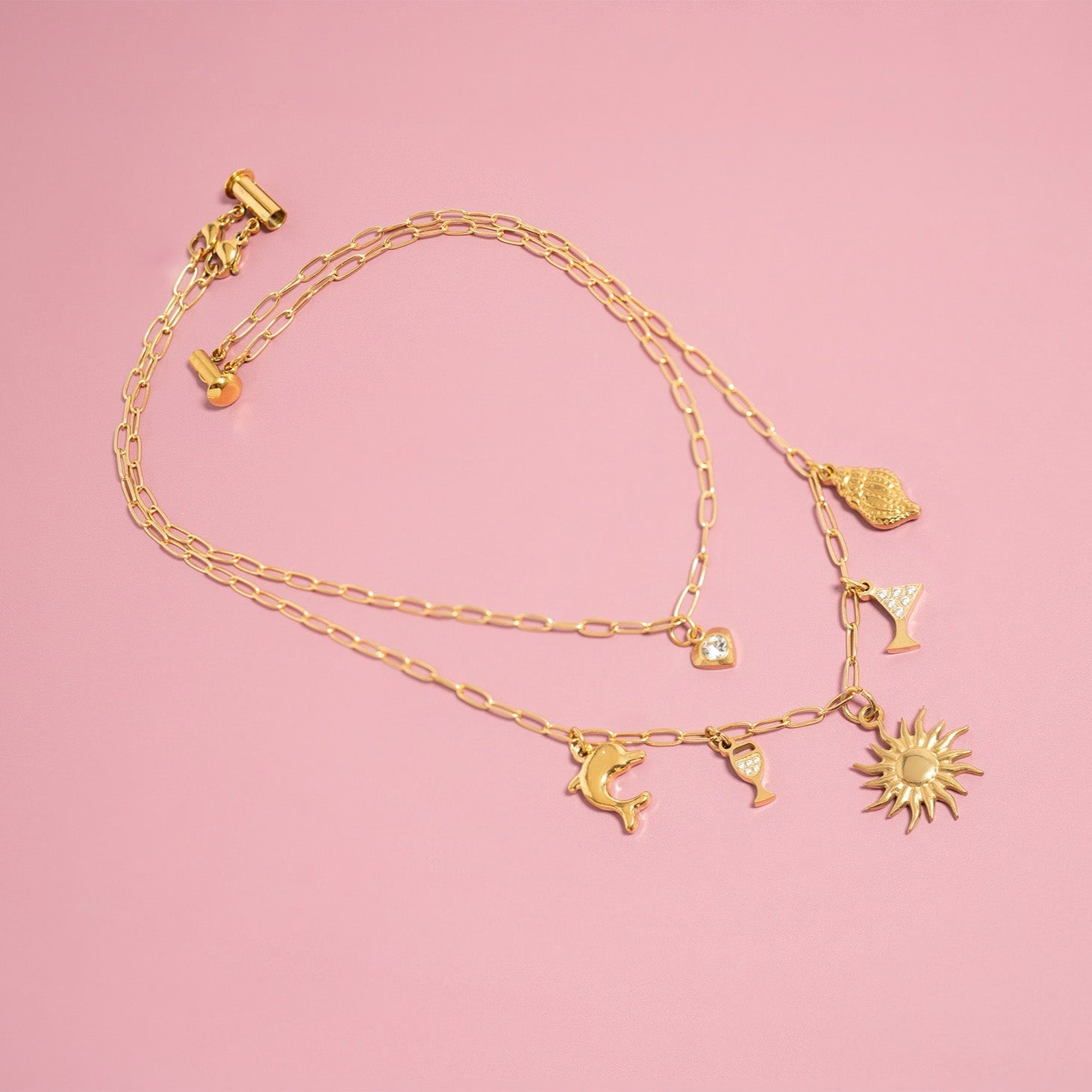 Vacation Charm Set – 18K Gold Plated Stainless Steel Holiday Themed Charms