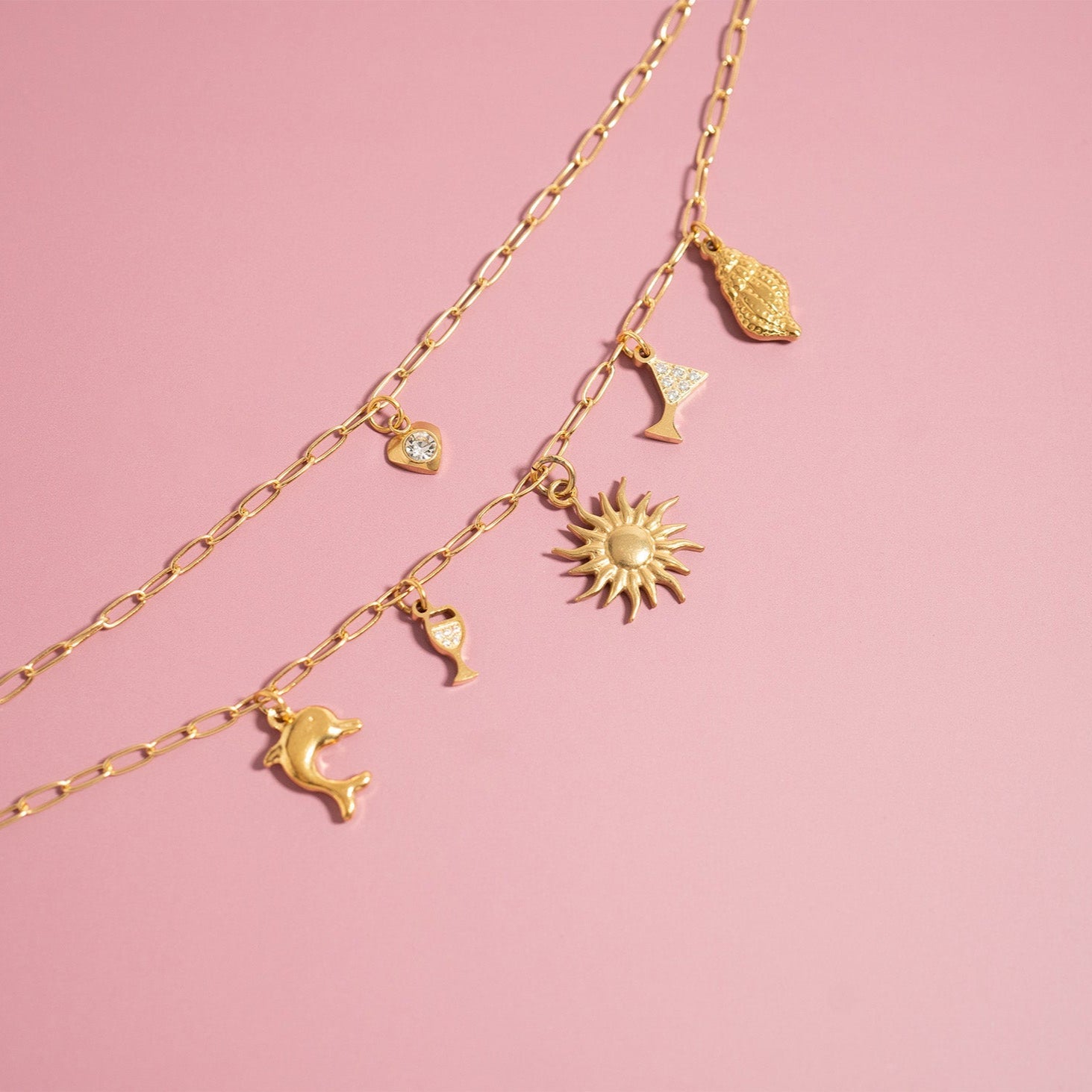 Vacation Charm Set – 18K Gold Plated Stainless Steel Holiday Themed Charms