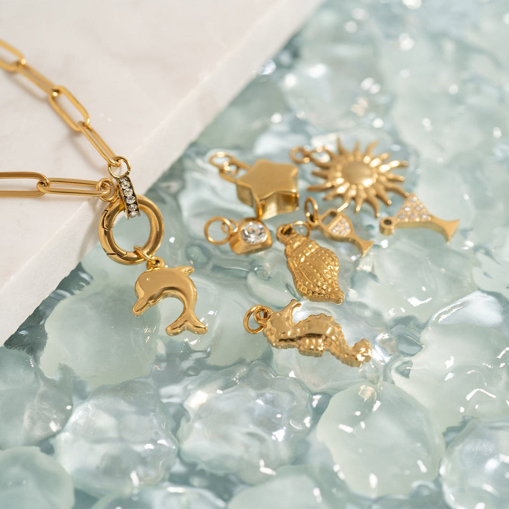 Vacation Charm Set – 18K Gold Plated Stainless Steel Holiday Themed Charms