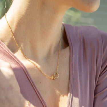 18K Gold PVD Stainless Steel Intertwined Rings Necklace