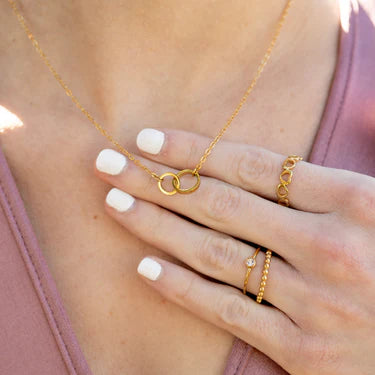 18K Gold PVD Stainless Steel Intertwined Rings Necklace