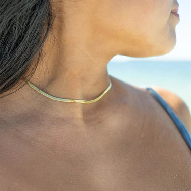 18K Gold PVD Stainless Steel Herringbone Chain Necklace